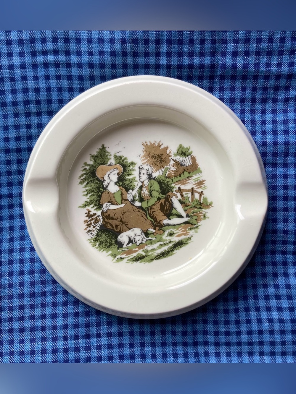 VTG 60s Guine China By Iroquois Syracuse NY Courting Couple Colonial 5” Ashtray